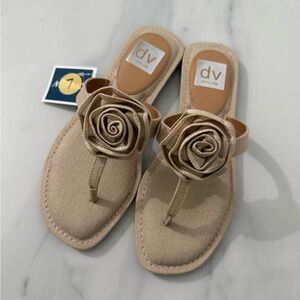 Dolce Vita Tan Rose-Accent Thong Sandals